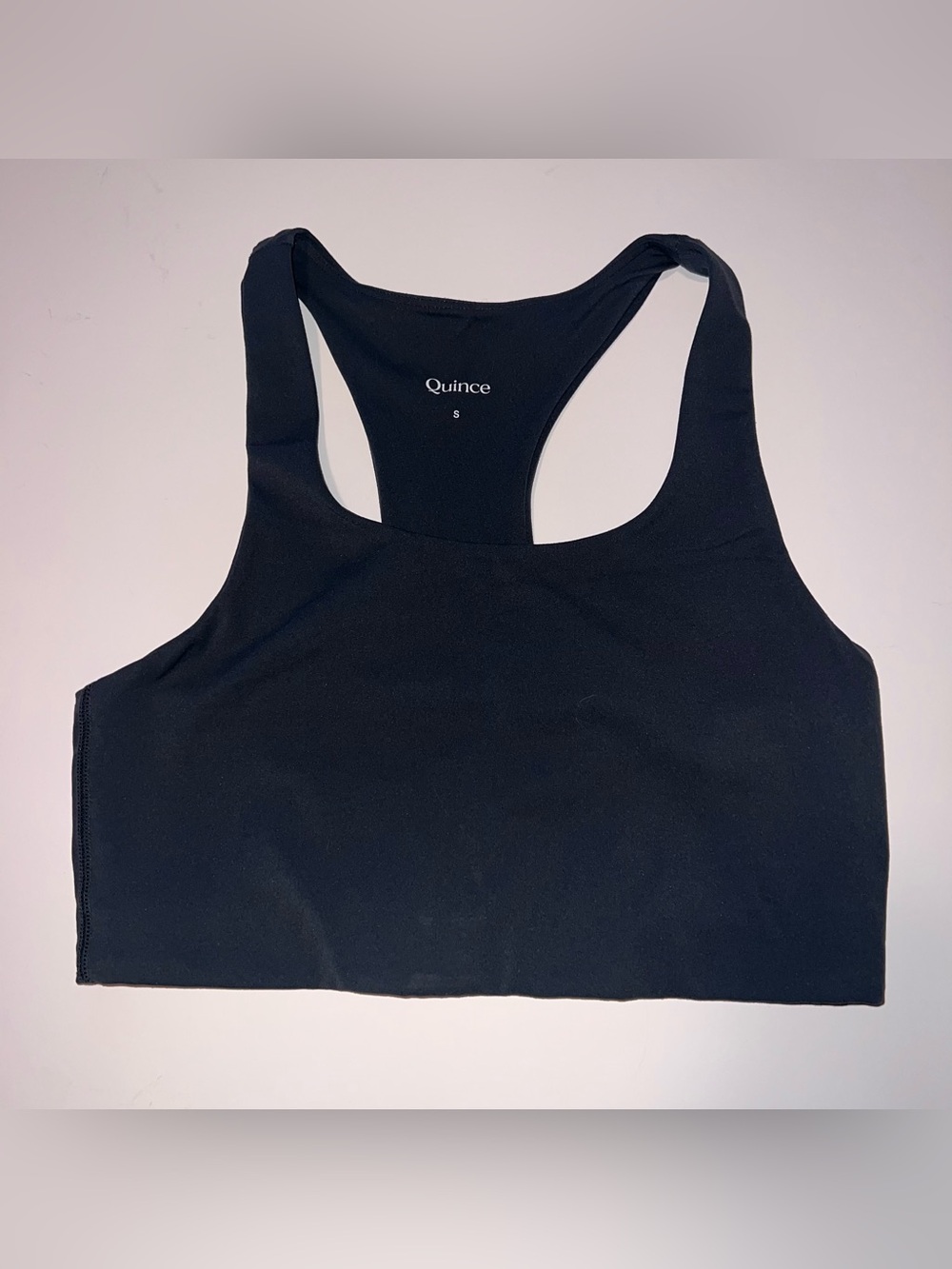 Quince Black Racerback Sports Bra, Small